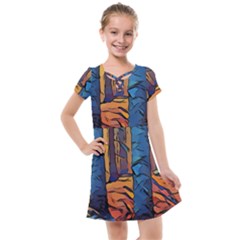 Woods Trees Abstract Scene Forest Kids  Cross Web Dress by Pakrebo