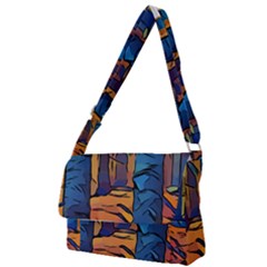 Woods Trees Abstract Scene Forest Full Print Messenger Bag by Pakrebo