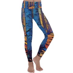 Woods Trees Abstract Scene Forest Kids  Lightweight Velour Classic Yoga Leggings by Pakrebo