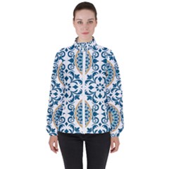 Tile Vintage Pattern Design Women s High Neck Windbreaker