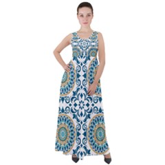 Tile Vintage Pattern Design Empire Waist Velour Maxi Dress