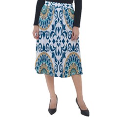 Tile Vintage Pattern Design Classic Velour Midi Skirt  by Pakrebo