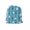 Gardenia Flowers White Blue Drawstring Pouch (Large) View2