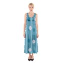 Gardenia Flowers White Blue Sleeveless Maxi Dress View1