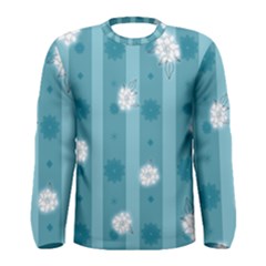 Gardenia Flowers White Blue Men s Long Sleeve Tee