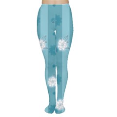 Gardenia Flowers White Blue Tights by Pakrebo