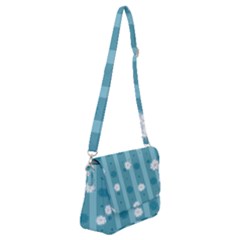 Gardenia Flowers White Blue Shoulder Bag With Back Zipper