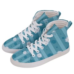 Gardenia Flowers White Blue Women s Hi-top Skate Sneakers by Pakrebo