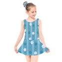 Gardenia Flowers White Blue Kids  Skater Dress Swimsuit View1