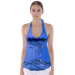 Wave Macro Water Surface Babydoll Tankini Top by Pakrebo