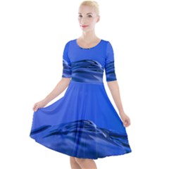 Wave Macro Water Surface Quarter Sleeve A-line Dress by Pakrebo