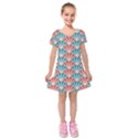 Seamless Patter Peacock Feathers Kids  Short Sleeve Velvet Dress View1