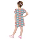 Seamless Patter Peacock Feathers Kids  Short Sleeve Velvet Dress View2