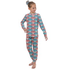 Seamless Patter Peacock Feathers Kids  Long Sleeve Set  by Pakrebo