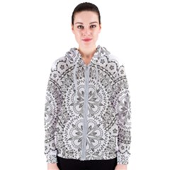 Vector Mandala Drawing Decoration Women s Zipper Hoodie by Pakrebo