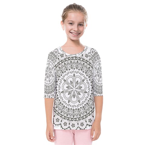 Vector Mandala Drawing Decoration Kids  Quarter Sleeve Raglan Tee by Pakrebo