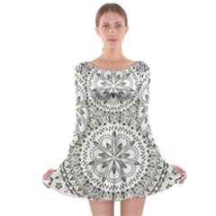 Vector Mandala Drawing Decoration Long Sleeve Skater Dress by Pakrebo