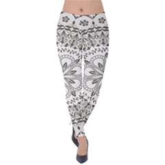 Vector Mandala Drawing Decoration Velvet Leggings by Pakrebo