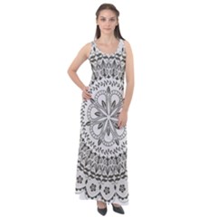 Vector Mandala Drawing Decoration Sleeveless Velour Maxi Dress by Pakrebo