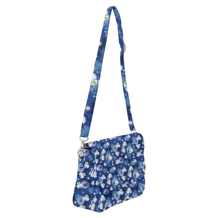 White Flowers Summer Plant Shoulder Bag with Back Zipper