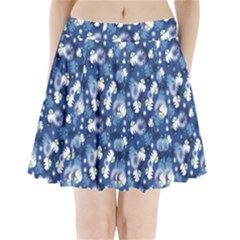 White Flowers Summer Plant Pleated Mini Skirt by Pakrebo