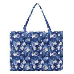 White Flowers Summer Plant Medium Tote Bag by Pakrebo