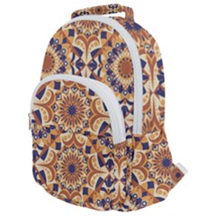 Orange Seamless Pattern Tile Rounded Multi Pocket Backpack