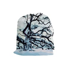 Tree Winter Blue Snow Cold Scene Drawstring Pouch (large) by Pakrebo