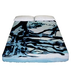 Tree Winter Blue Snow Cold Scene Fitted Sheet (king Size) by Pakrebo