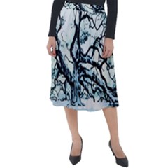 Tree Winter Blue Snow Cold Scene Classic Velour Midi Skirt 