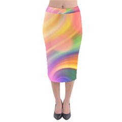 Wave Watercolor Watercolour Velvet Midi Pencil Skirt by Pakrebo