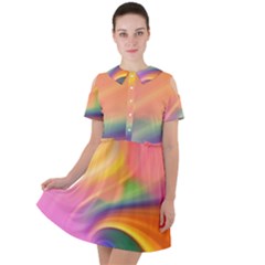 Wave Watercolor Watercolour Short Sleeve Shoulder Cut Out Dress  by Pakrebo