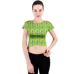 Maple Leaf Plant Seamless Pattern Crew Neck Crop Top by Pakrebo