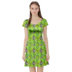 Maple Leaf Plant Seamless Pattern Short Sleeve Skater Dress by Pakrebo