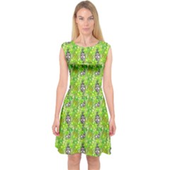 Maple Leaf Plant Seamless Pattern Capsleeve Midi Dress by Pakrebo