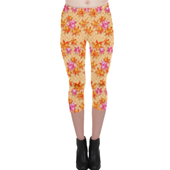 Maple Leaf Autumnal Leaves Autumn Capri Leggings 