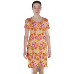 Maple Leaf Autumnal Leaves Autumn Short Sleeve Nightdress by Pakrebo