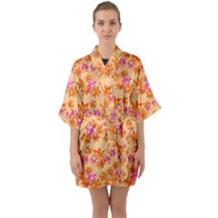 Maple Leaf Autumnal Leaves Autumn Quarter Sleeve Kimono Robe by Pakrebo