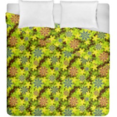 Flowers Yellow Red Blue Seamless Duvet Cover Double Side (king Size) by Pakrebo