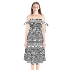 Ethno Seamless Pattern Shoulder Tie Bardot Midi Dress by Pakrebo