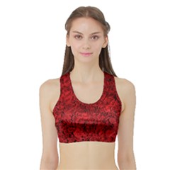 Rose Roses Flowers Red Valentine Sports Bra With Border by Pakrebo