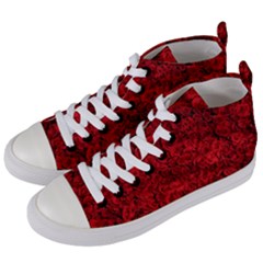 Rose Roses Flowers Red Valentine Women s Mid-top Canvas Sneakers by Pakrebo