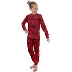 Rose Roses Flowers Red Valentine Kids  Long Sleeve Set 