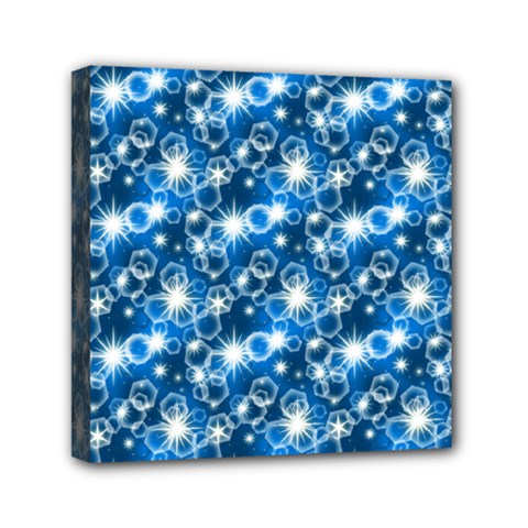 Star Hexagon Blue Deep Blue Light Mini Canvas 6  X 6  (stretched) by Pakrebo