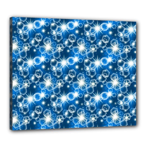 Star Hexagon Blue Deep Blue Light Canvas 24  X 20  (stretched) by Pakrebo