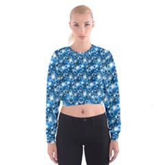 Star Hexagon Blue Deep Blue Light Cropped Sweatshirt by Pakrebo