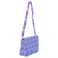 Flowers Light Blue Purple Magenta Shoulder Bag With Back Zipper by Pakrebo