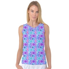 Flowers Light Blue Purple Magenta Women s Basketball Tank Top by Pakrebo