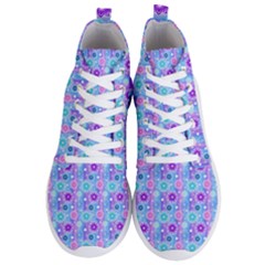 Flowers Light Blue Purple Magenta Men s Lightweight High Top Sneakers by Pakrebo