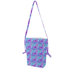 Flowers Light Blue Purple Magenta Folding Shoulder Bag by Pakrebo